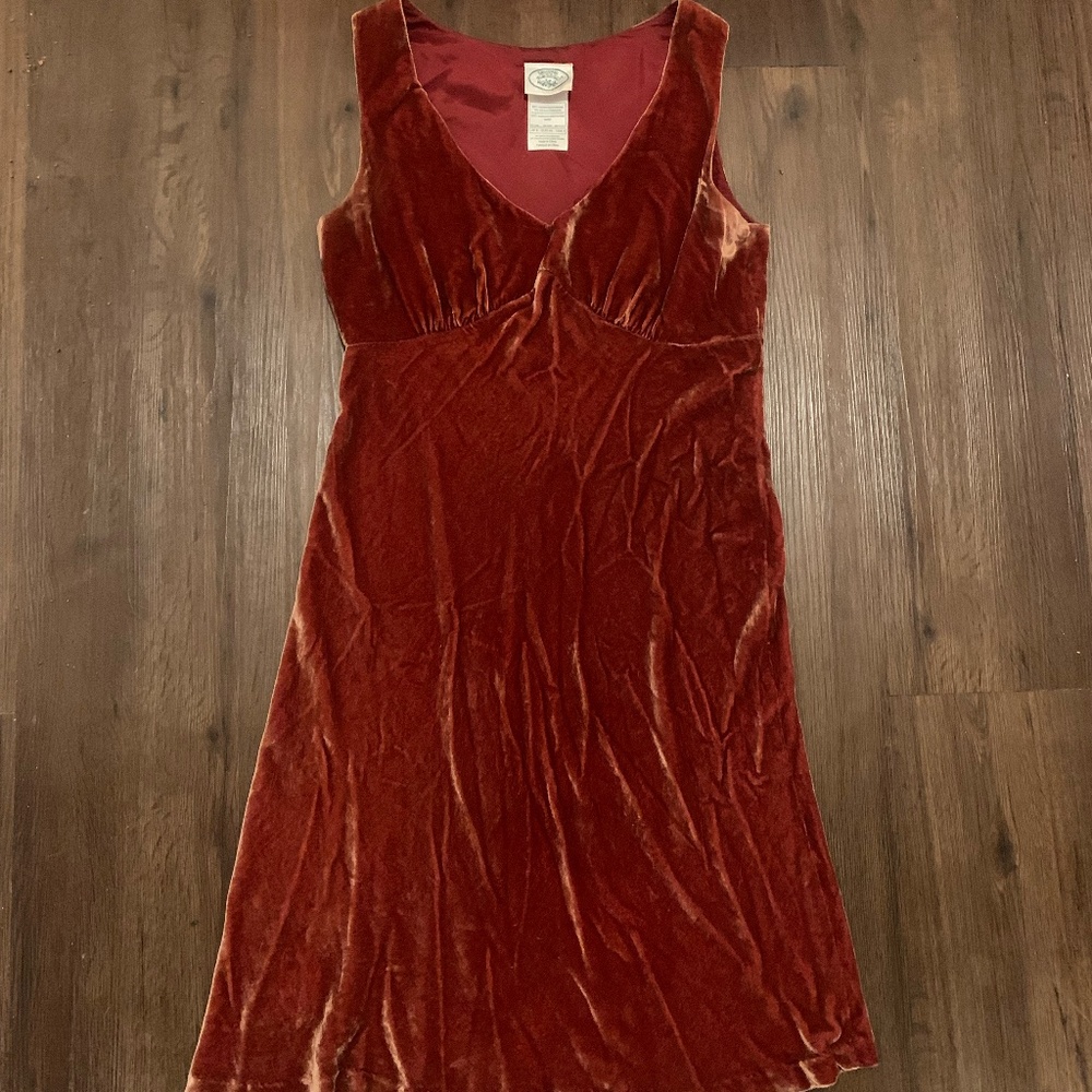 Laura Ashley Silk Velvet Deep Peach 90's Dress